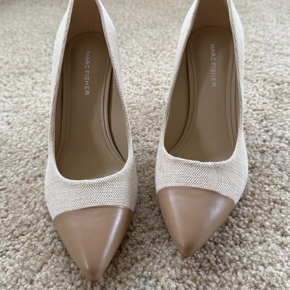 Marc Fisher SPRING Shoe Womens Sz 8.5 Velda3 Linen NEW in BOX - Picture 1 of 6